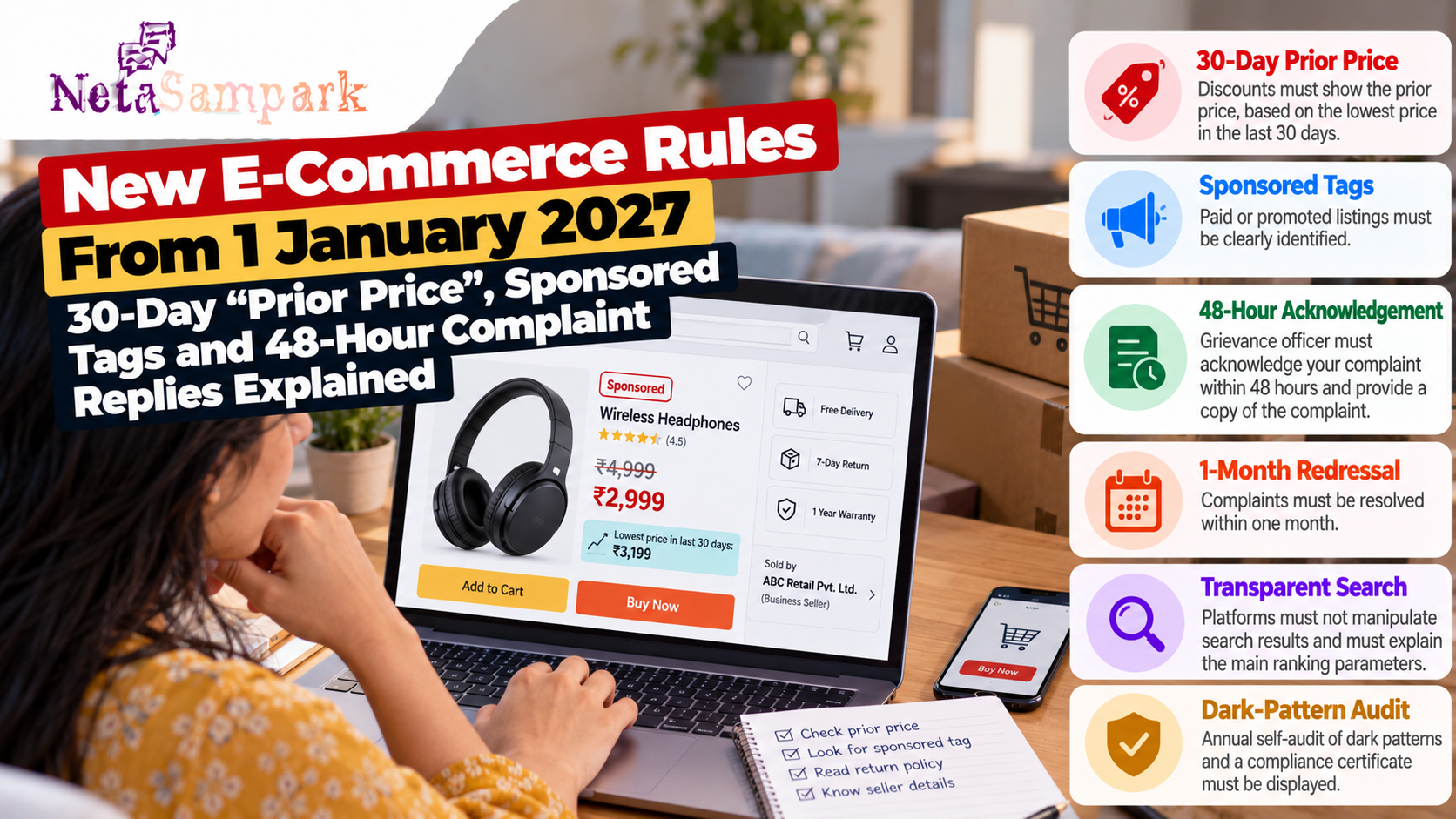 New E-Commerce Rules From 1 January 2027: 30-Day “Prior Price”, Sponsored Tags and 48-Hour Complaint Replies Explained