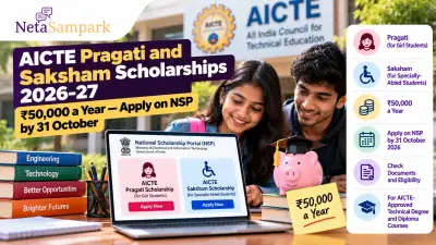 AICTE Pragati and Saksham Scholarships 2026-27: ₹50,000 a Year — Apply on NSP by 31 October