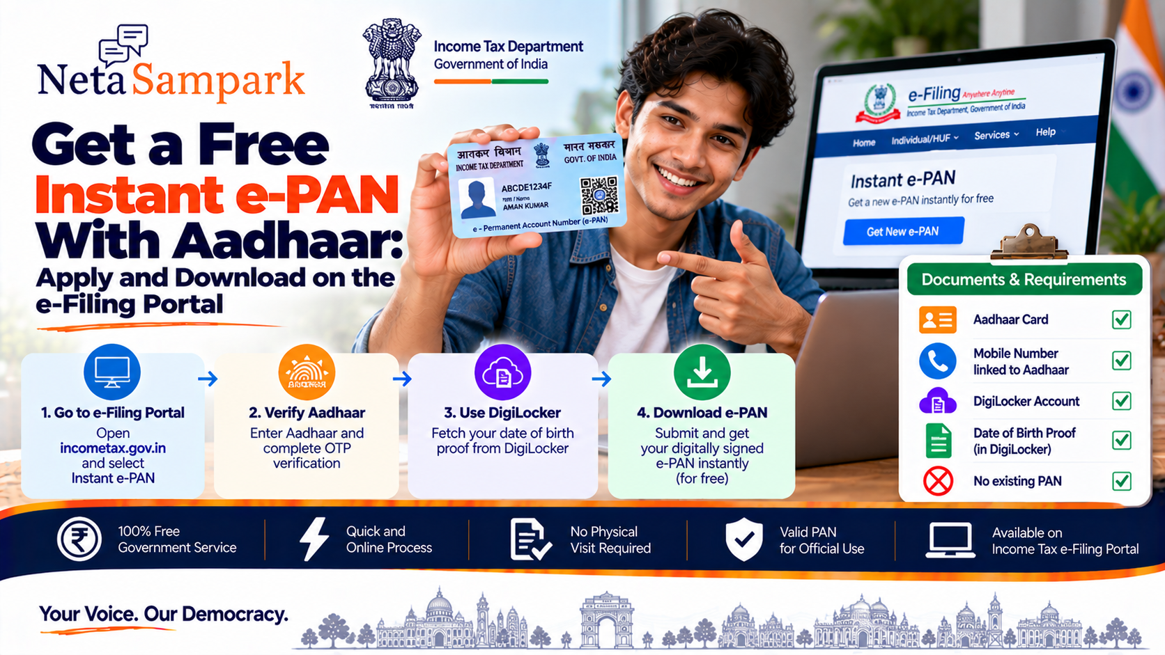 Get a Free Instant e-PAN With Aadhaar: Apply and Download on the e-Filing Portal