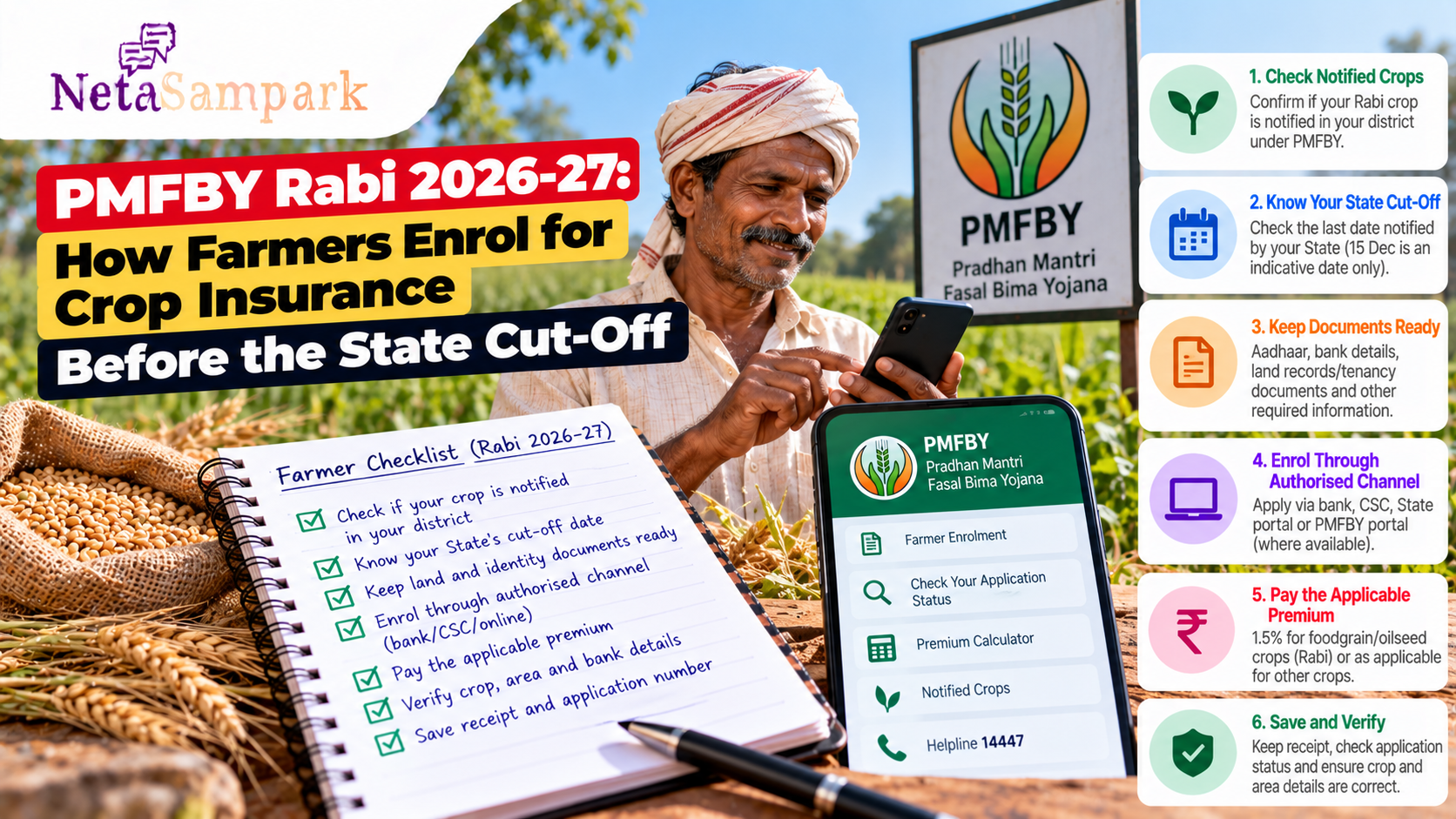 PMFBY Rabi 2026-27: How Farmers Enrol for Crop Insurance Before the State Cut-Off