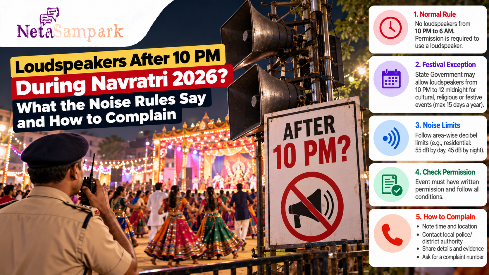 Loudspeakers After 10 PM During Navratri 2026? What the Noise Rules Say and How to Complain