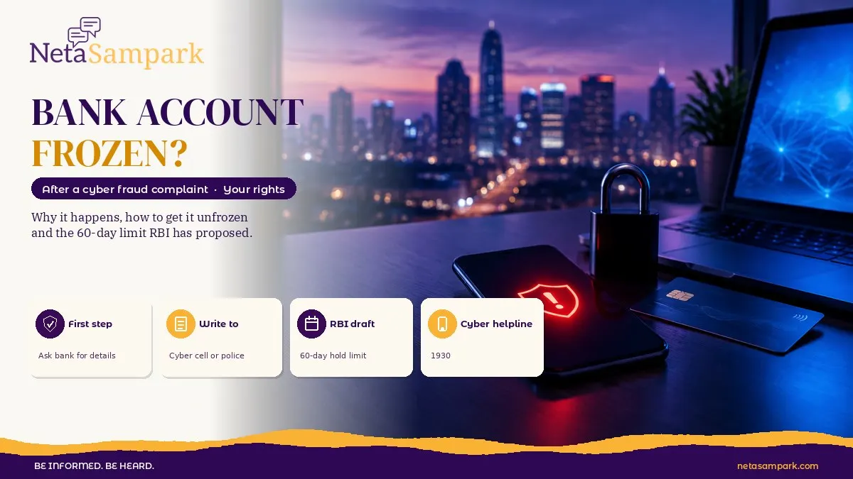 Bank Account Frozen After a Cyber Fraud Complaint? Your Rights, How to Get It Unfrozen, and the 60-Day Debit Hold Limit RBI Has Proposed
