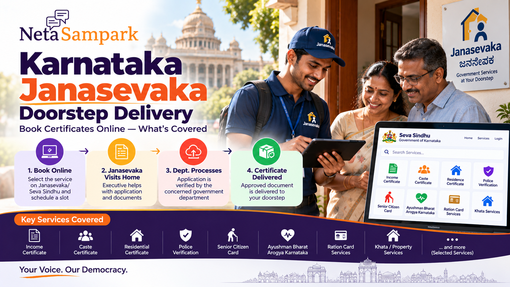Karnataka Janasevaka Doorstep Delivery: Book Certificates Online — What’s Covered
