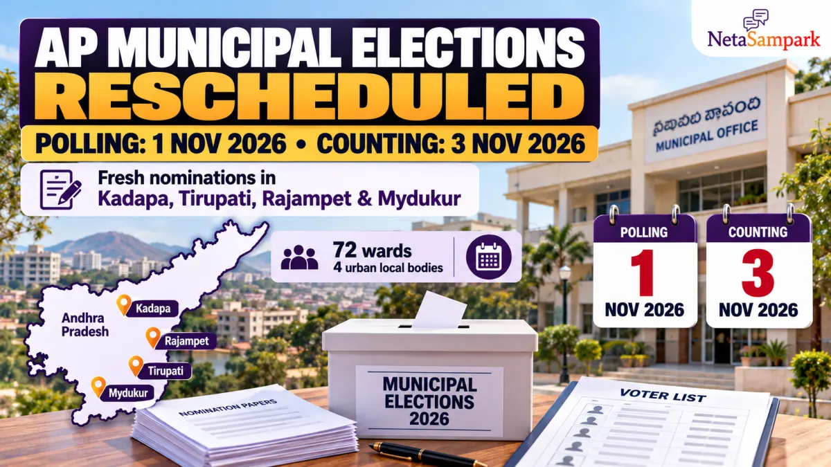 AP Municipal Elections Rescheduled: Polling Now on 1 November 2026 and Counting on 3 November 2026 — Fresh Nominations in Kadapa, Tirupati, Rajampet and Mydukur, and What Changes for Voters