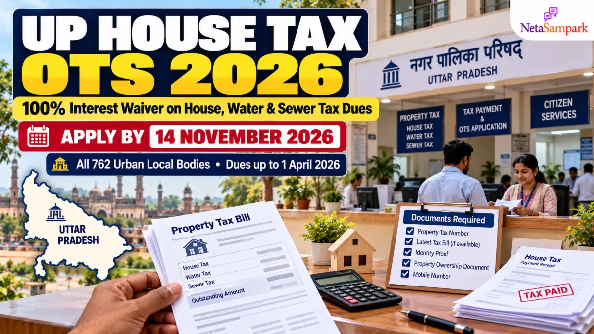 UP House Tax OTS 2026: 100% Interest Waiver on House, Water and Sewer Tax Dues in All 762 Towns — Apply by 14 November 2026