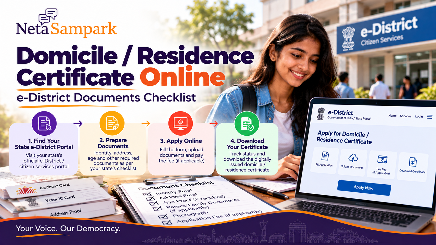 Domicile / Residence Certificate Online: e-District Documents Checklist