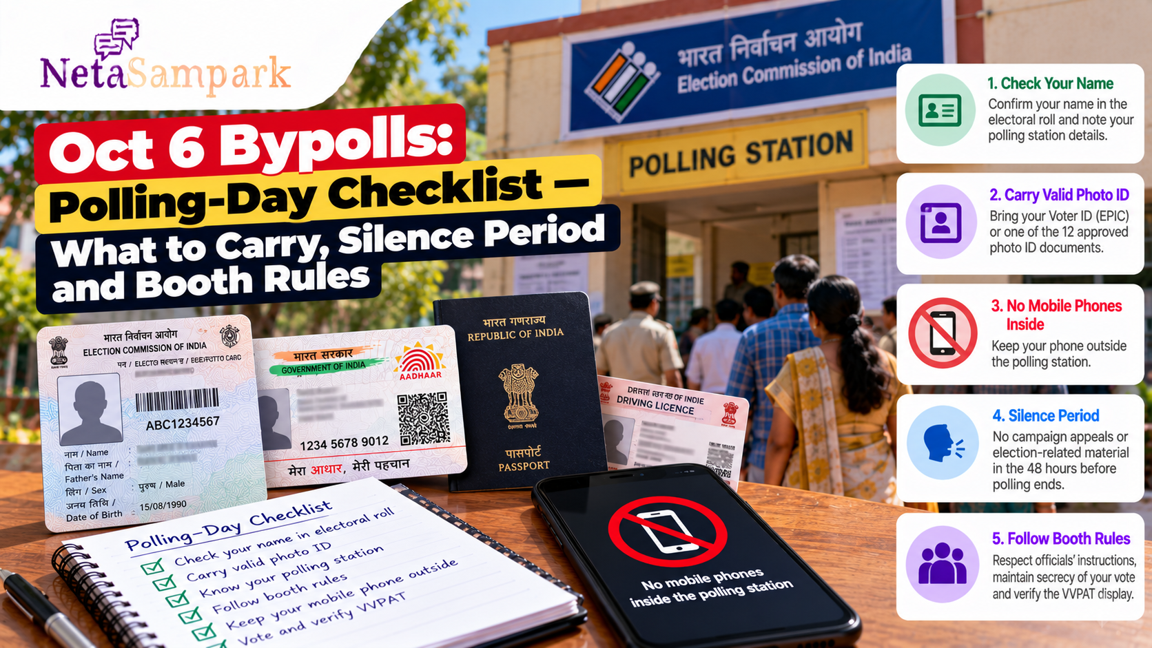 Oct 6 Bypolls: Polling-Day Checklist — What to Carry, Silence Period and Booth Rules