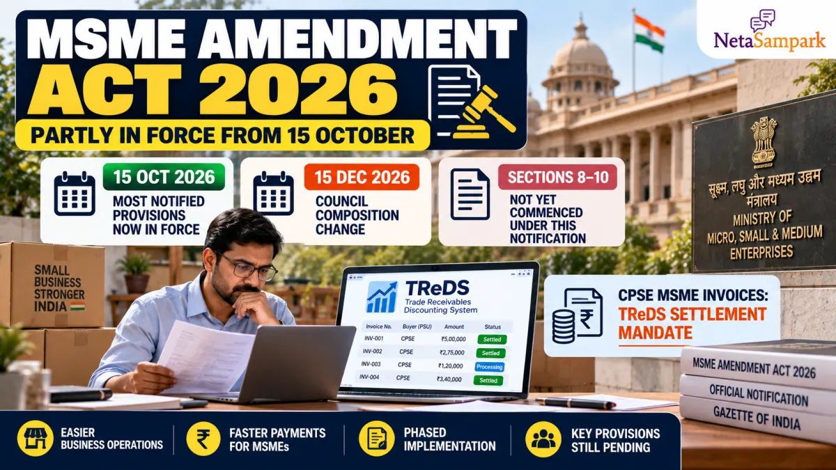 MSME Amendment Act 2026 Is Partly in Force From 15 October 2026: What Changes for Small Businesses, TReDS Payments by PSUs and What Is Still Pending