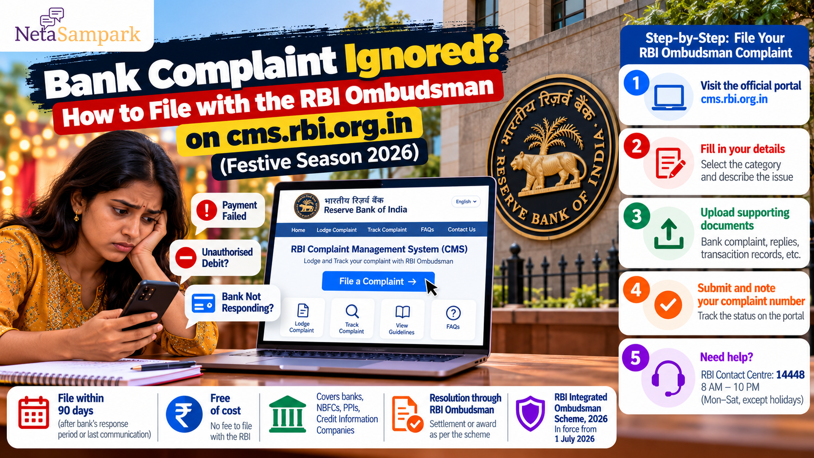 Bank Complaint Ignored? How to File with the RBI Ombudsman on cms.rbi.org.in (Festive Season 2026)