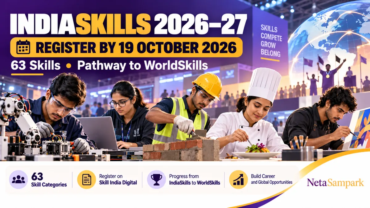 IndiaSkills 2026–27 Registration Reopened Till 19 October 2026: 63 Skills, the Route to WorldSkills and How to Register on Skill India Digital