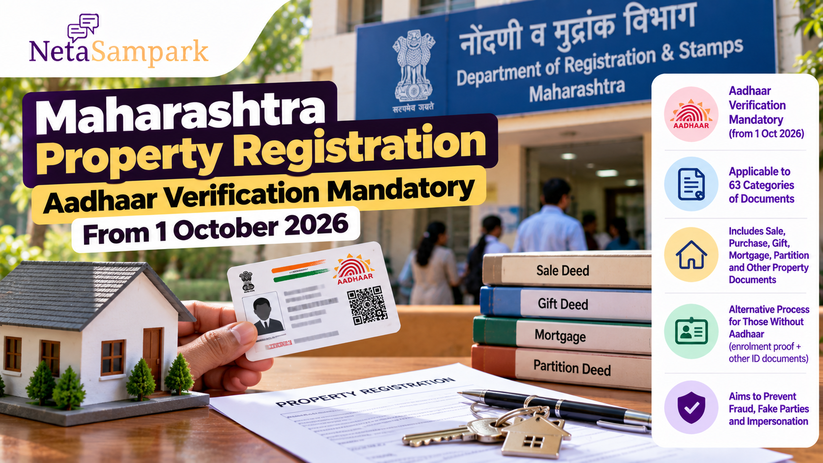 Maharashtra Property Registration: Aadhaar Verification Mandatory From 1 October 2026