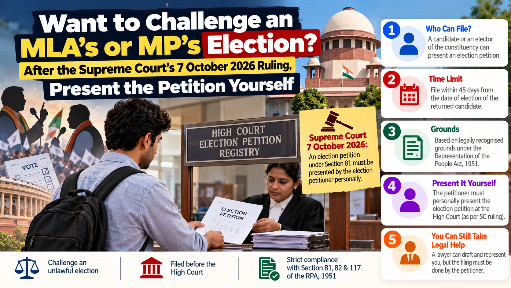 Want to Challenge an MLA’s or MP’s Election? After the Supreme Court’s 7 October 2026 Ruling, Present the Petition Yourself