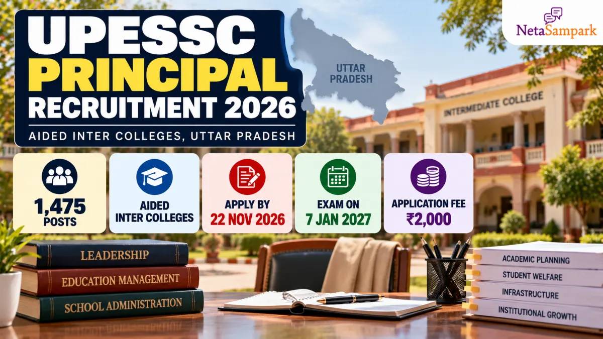 UPESSC Principal Recruitment 2026: 1,475 Posts in Aided Inter Colleges — Eligibility, ₹2,000 Fee, Apply by 22 November 2026, Exam on 7 January 2027