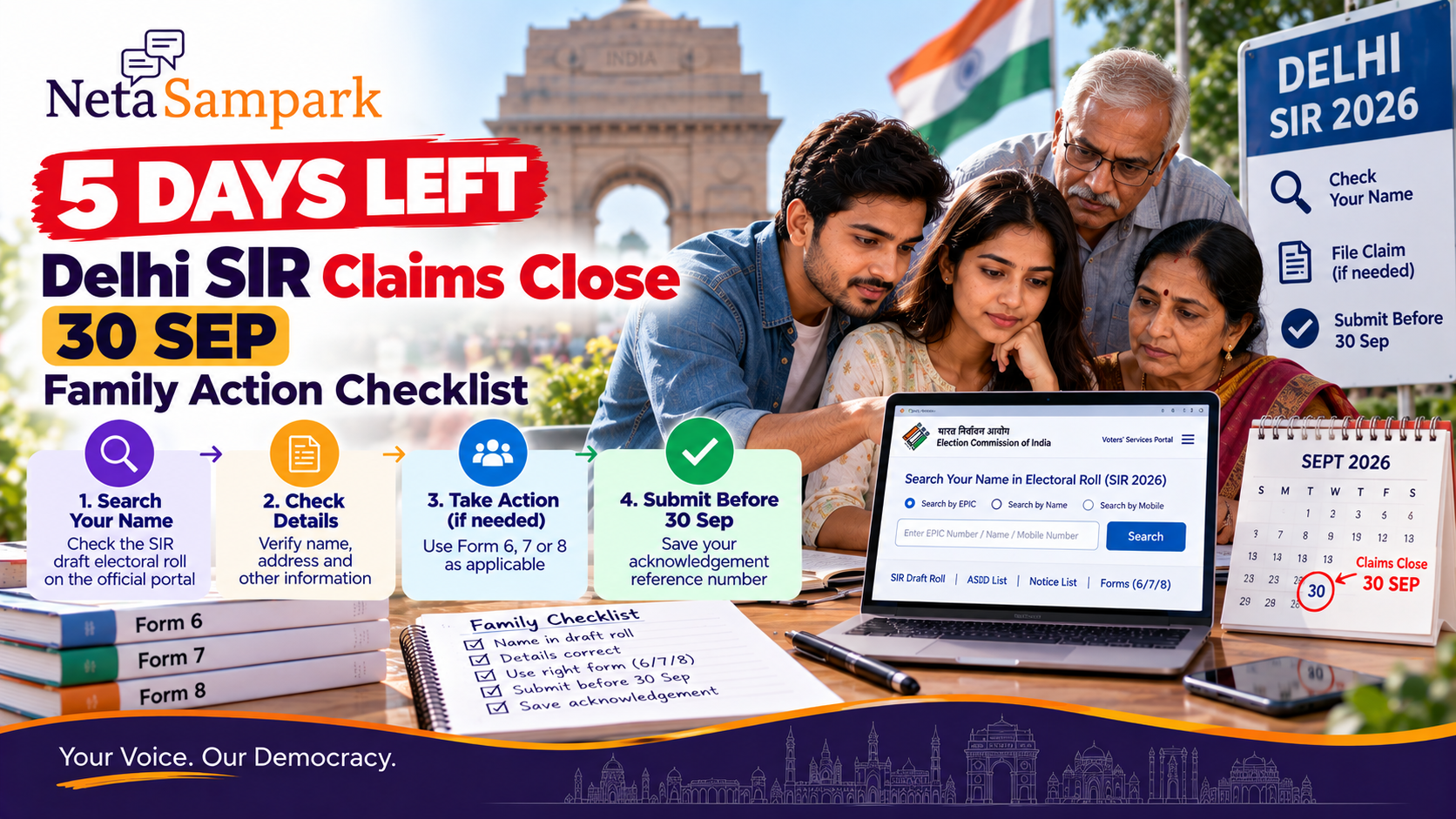 5 Days Left — Delhi SIR Claims Close 30 Sep: Family Action Checklist