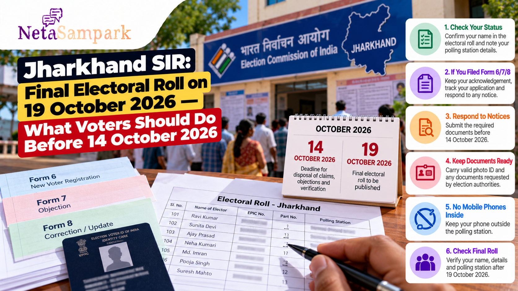 Jharkhand SIR: Final Electoral Roll on 19 October 2026 — What Voters Should Do Before 14 October 2026
