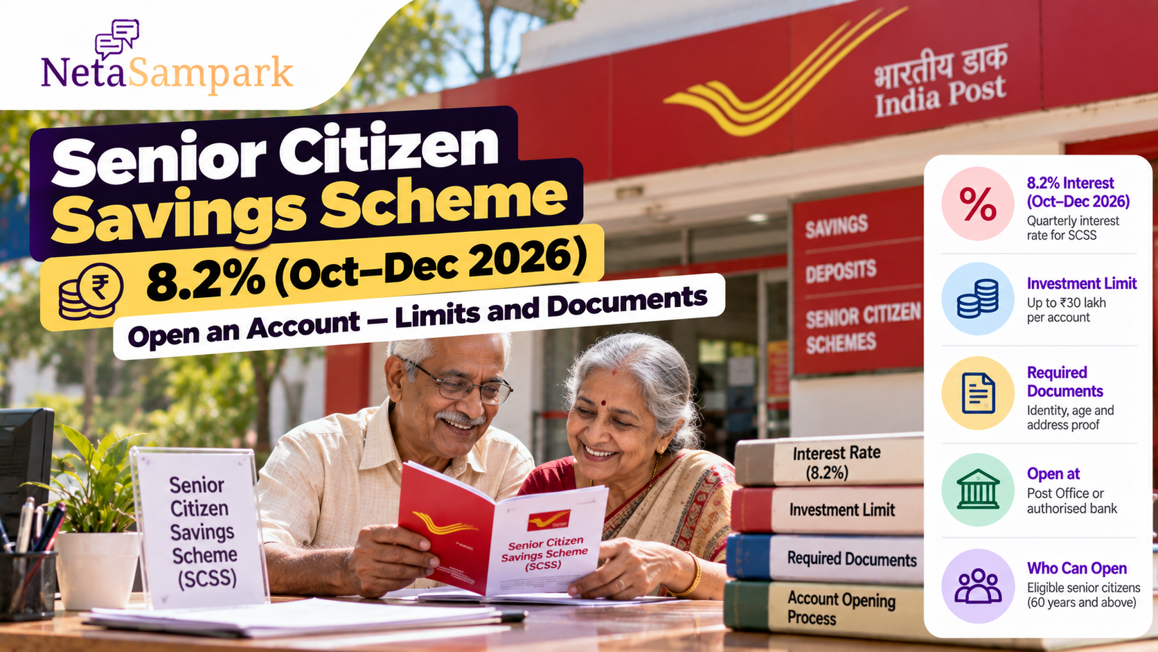 Senior Citizen Savings Scheme at 8.2% (Oct–Dec 2026): Open an Account — Limits and Documents