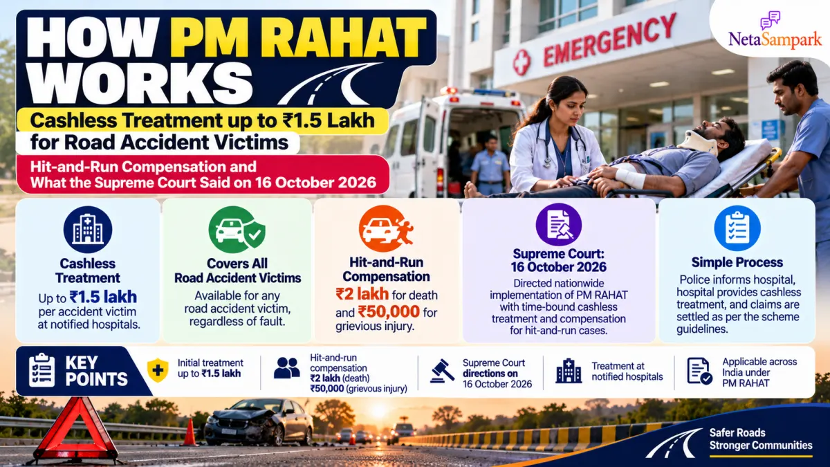 How PM RAHAT Works: Cashless Treatment Up to ₹1.5 Lakh for Road Accident Victims, Hit-and-Run Compensation and What the Supreme Court Said on 16 October 2026