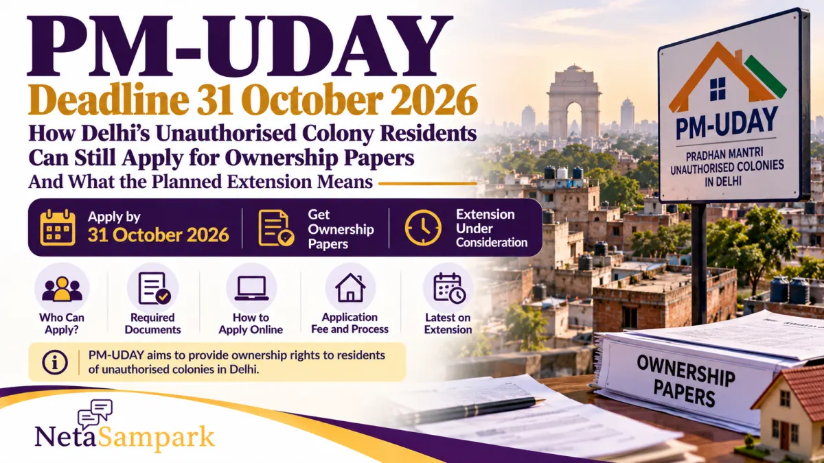 PM-UDAY Deadline 31 October 2026: How Delhi's Unauthorised Colony Residents Can Still Apply for Ownership Papers, and What the Planned Extension Means