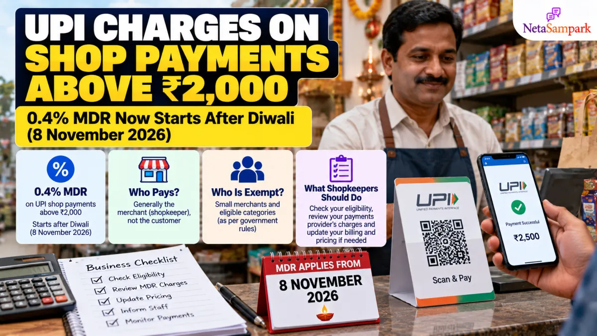UPI Charges on Shop Payments Above ₹2,000: 0.4% MDR Now Starts After Diwali (8 November 2026) — Who Pays, Who Is Exempt and What Shopkeepers Should Do