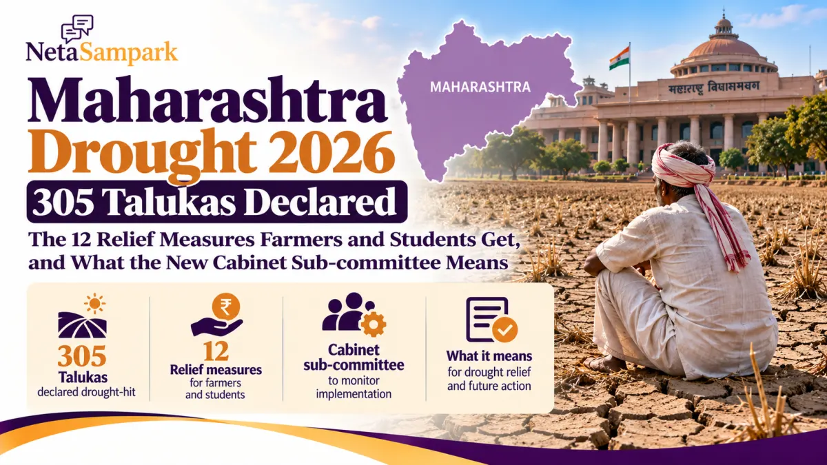 Maharashtra Drought 2026: 305 Talukas Declared, the 12 Relief Measures Farmers and Students Get, and What the New Cabinet Sub-committee Means