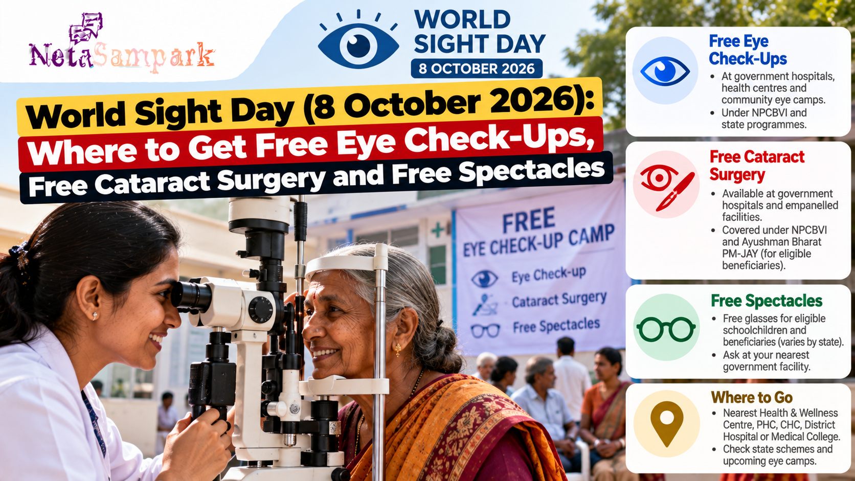 World Sight Day (8 October 2026): Where to Get Free Eye Check-Ups, Free Cataract Surgery and Free Spectacles