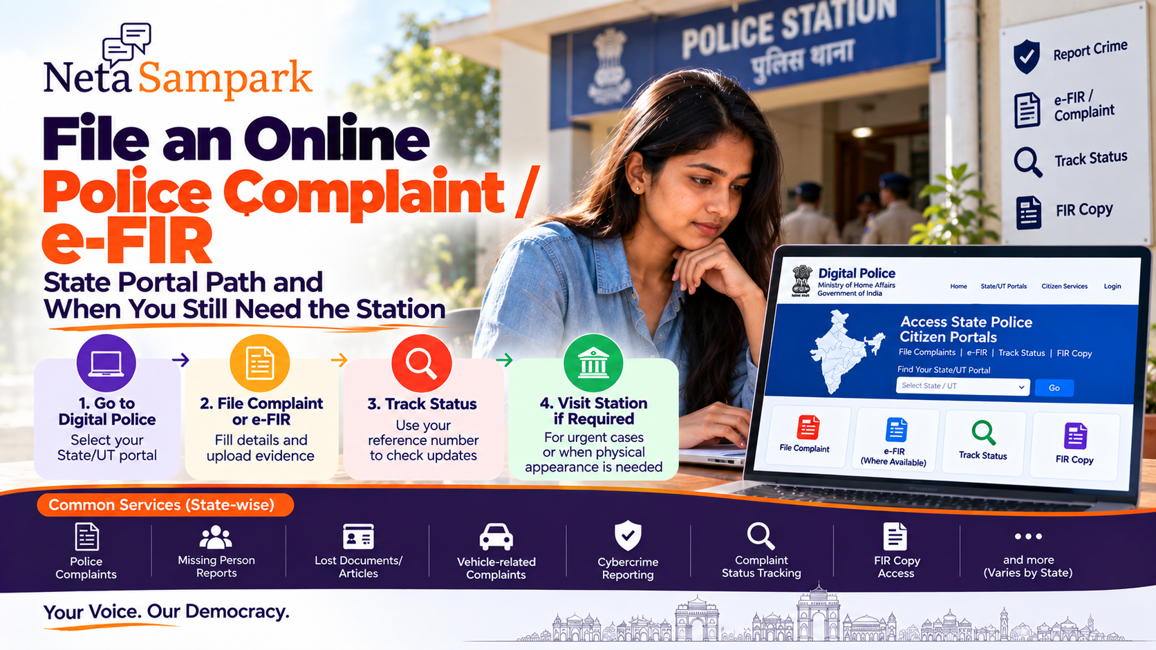 File an Online Police Complaint / e-FIR: State Portal Path and When You Still Need the Station