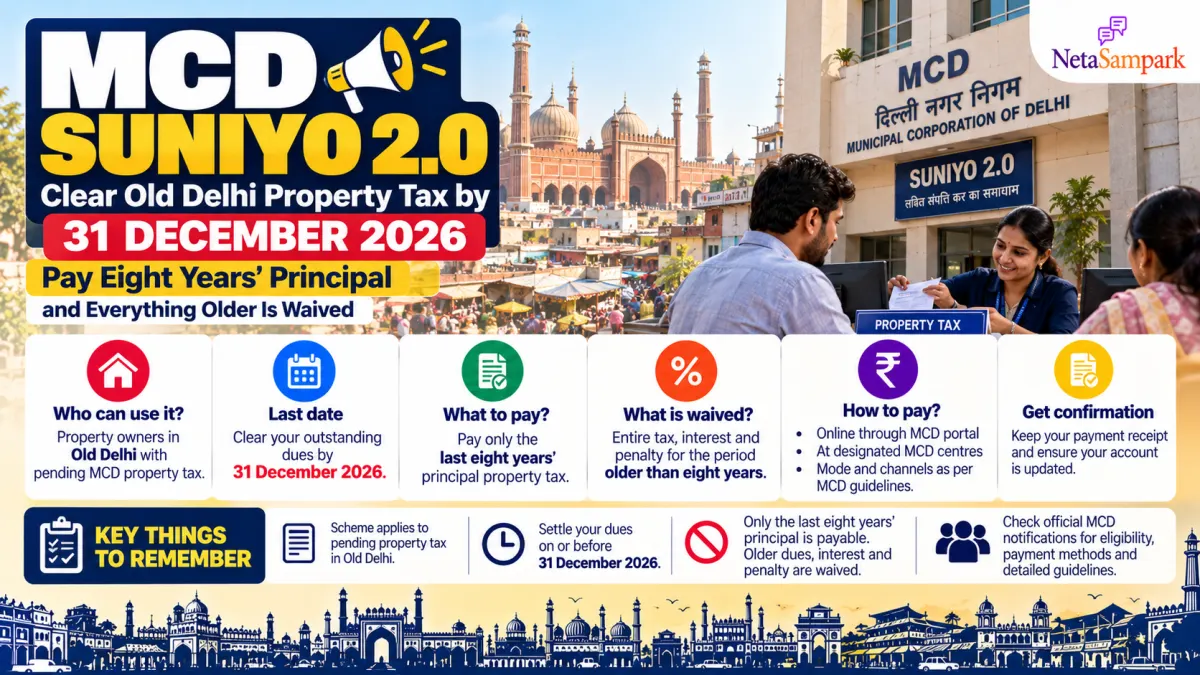 MCD SUNIYO 2.0: Clear Old Delhi Property Tax by 31 December 2026 — Pay Eight Years’ Principal and Everything Older Is Waived
