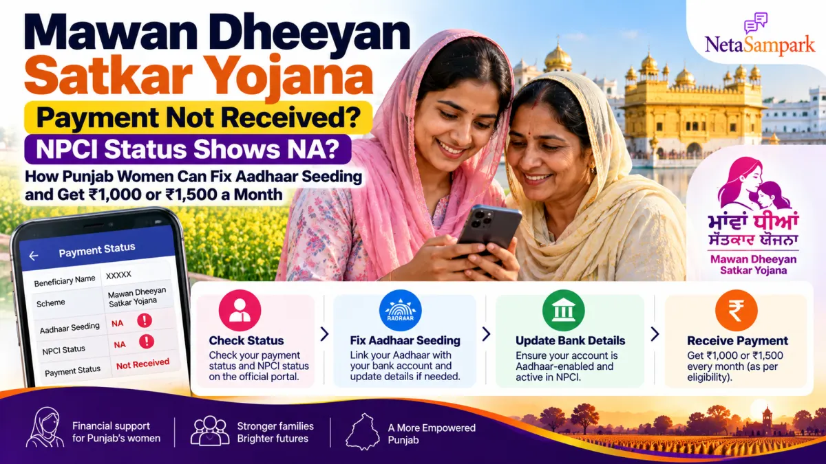 Mawan Dheeyan Satkar Yojana Payment Not Received and NPCI Status Shows NA? How Punjab Women Can Fix Aadhaar Seeding and Get ₹1,000 or ₹1,500 a Month
