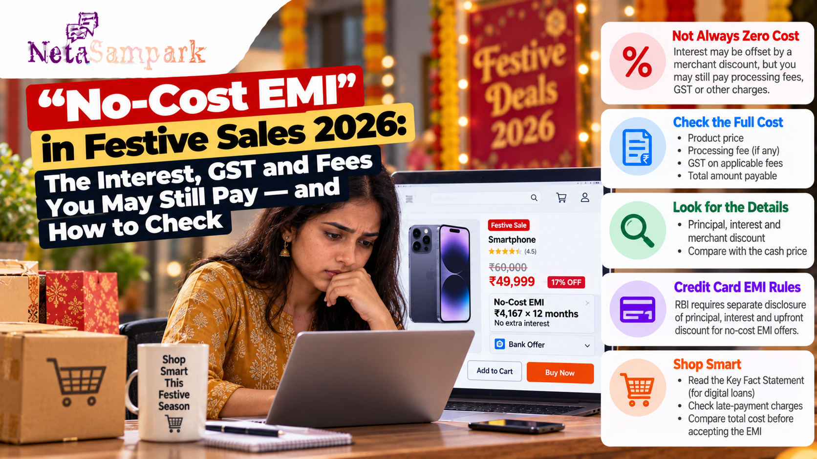 “No-Cost EMI” in Festive Sales 2026: The Interest, GST and Fees You May Still Pay — and How to Check