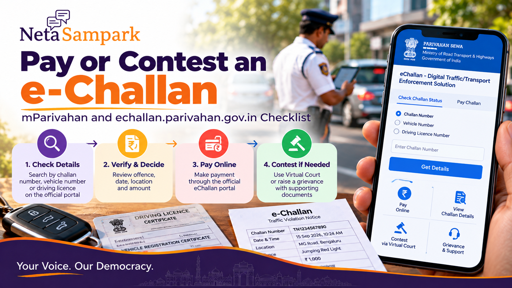 Pay or Contest an e-Challan: mParivahan and echallan.parivahan.gov.in Checklist